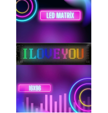 Led Matrix Bluetooth Bağlantılı Araç Camına Uygun Pixsel Görünümlü 16X96