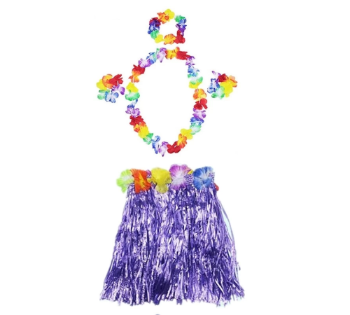 Luau Aloha Hawaii Kolye Etek Taç Ve Bileklik Seti Mor Luau Aloha Hawaii Kolye Etek Taç Ve Bileklik Seti Mor