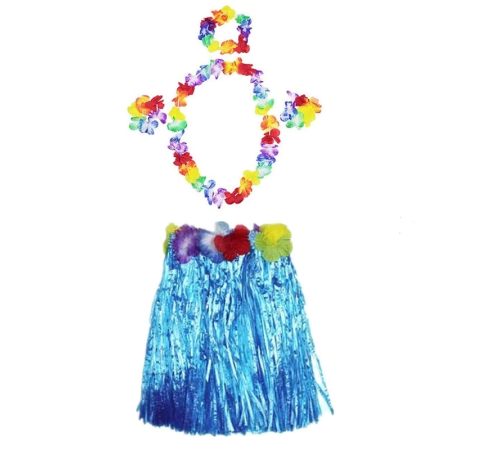 Luau Aloha Hawaii Partisi Etek Taç Ve Bileklik Seti Mavi Luau Aloha Hawaii Partisi Etek Taç Ve Bileklik Seti Mavi