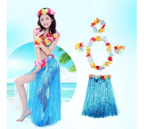 Luau Aloha Hawaii Partisi Etek Taç Ve Bileklik Seti Mavi Luau Aloha Hawaii Partisi Etek Taç Ve Bileklik Seti Mavi