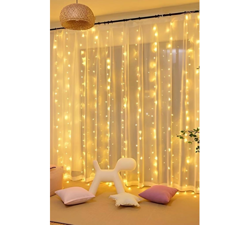 Lw-7 300 Ledli 10 Sarkıt Perde Led Işık, 8 Modlu Uzaktan Kumandalı, 3x3 Metre Peri Telli Led Lw-7 300 Ledli 10 Sarkıt Perde Led Işık, 8 Modlu Uzaktan Kumandalı, 3x3 Metre Peri Telli Led