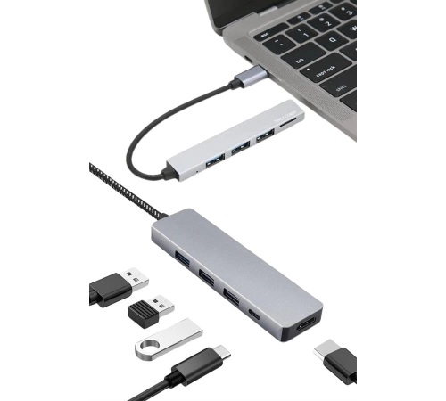 Macbook Pro/air Uyumlu USB Type-C 8 In 1 Hub Dönüştürücü Çevirici Çoklayıcı USB Hdmı Micro Sd 8 Girişli