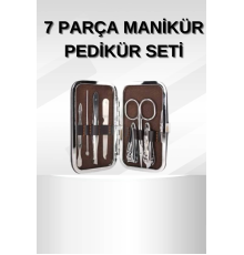 Manikür Pedikür Seti 7 Parça Tırnak Makası Kaş Makası Cımbız Çantalı