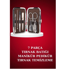 Manikür Pedikür Seti 7 Parça Tırnak Makası Kaş Makası Cımbız Çantalı