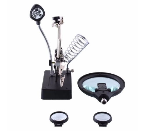 Masa Üstü Mandallı ,2.5x90mm, 7.5x34mm Mercekli ,adaptörlu Işıklı Büyüteç Masa Üstü Mandallı ,2.5x90mm, 7.5x34mm Mercekli ,adaptörlu Işıklı Büyüteç