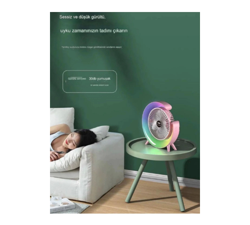 Masaüstü Vantilatör Usb Şarjlı Rgb Led Işıklı 3 Kademeli 180° Ayarlanabilir Soğutucu Fan Mavi Masaüstü Vantilatör Usb Şarjlı Rgb Led Işıklı 3 Kademeli 180° Ayarlanabilir Soğutucu Fan Mavi
