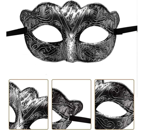 Maskeli Balo Antik Gri Gümüş Eskitilmiş Maske Balo Venedik Maskeli Balo Antik Gri Gümüş Eskitilmiş Maske Balo Venedik