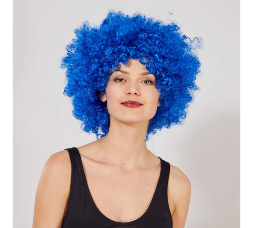 Mavi Renk Kıvırcık Afro Bonus Peruk Mavi Renk Kıvırcık Afro Bonus Peruk