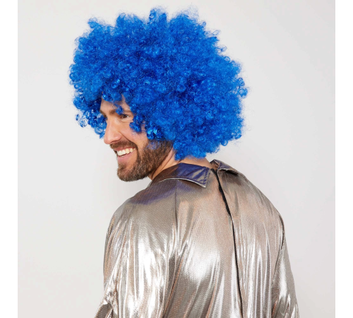 Mavi Renk Kıvırcık Afro Bonus Peruk Mavi Renk Kıvırcık Afro Bonus Peruk