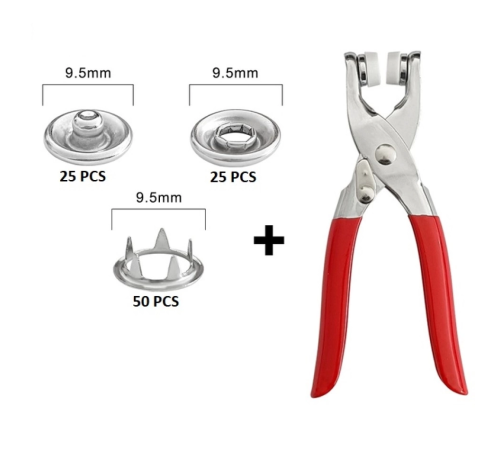 Metal Çıtçıtlı Düğme Pensesi Ve Düğmesi (25 Set)