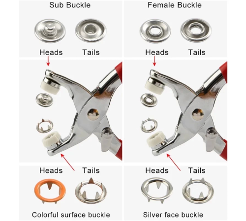 Metal Çıtçıtlı Düğme Pensesi Ve Düğmesi (25 Set)