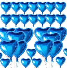 Metalize Parlak Mavi Kalp Şekilli Uçan Balon Folyo 18 İnç 45 Cm 25 Adet