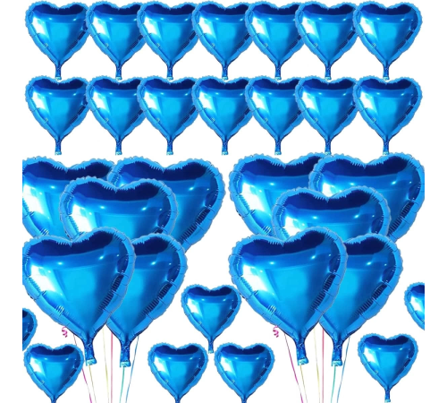 Metalize Parlak Mavi Kalp Şekilli Uçan Balon Folyo 18 İnç 45 Cm 25 Adet Metalize Parlak Mavi Kalp Şekilli Uçan Balon Folyo 18 İnç 45 Cm 25 Adet
