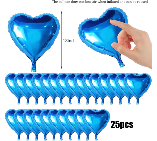 Metalize Parlak Mavi Kalp Şekilli Uçan Balon Folyo 18 İnç 45 Cm 25 Adet Metalize Parlak Mavi Kalp Şekilli Uçan Balon Folyo 18 İnç 45 Cm 25 Adet