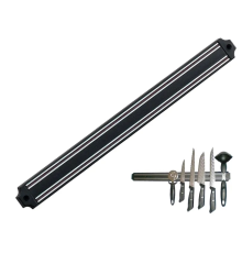 Mıknatıslı Bıçak Tutucu Stand - 38 Cm - Siyah - Paslanmaz Çelik - Mutfak Düzeni - Güvenli Bıçak Saklama - Tezgâh Düzeni - Modern Tasarım