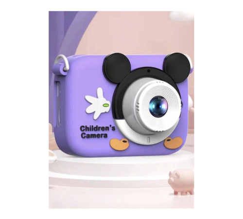 Mini 1080p Hd Çocuk Kamera Dijital Fotoğraf Makinesi 2.0 Inç Ekran 5 Adet Oyun Mor
