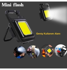 Mini 30 Ledli  Mıknatıslı Anahtarlık Flash Kamp Lambası Askılı Kapak Açacaklı Şarjlı Fener