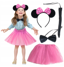 Minnie Kostüm Seti (pembe Tütü Etek + Pembe Taç + Papyon + Kuyruk)
