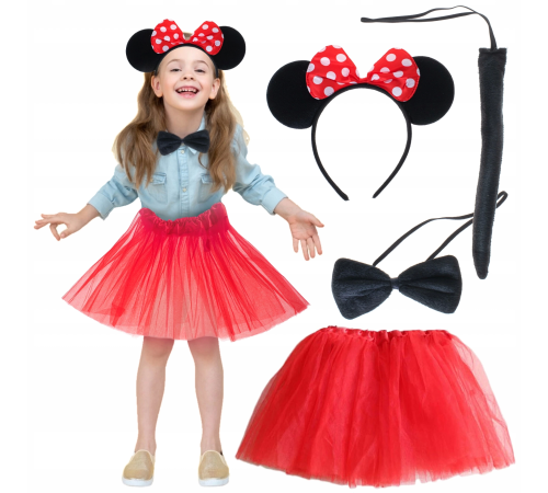 Minnie Mouse Kostüm Seti Etek Taç Kuyruk Papyon Gösteri Seti