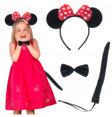 Minnie Mouse Kostüm Seti Taç Kuyruk Papyon Gösteri Seti