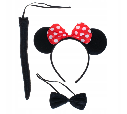 Minnie Mouse Kostüm Seti Taç Kuyruk Papyon Gösteri Seti