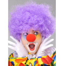 Mor Renk Kıvırcık Afro Bonus Peruk Takma Saç Ve Kırmızı Burun Seti