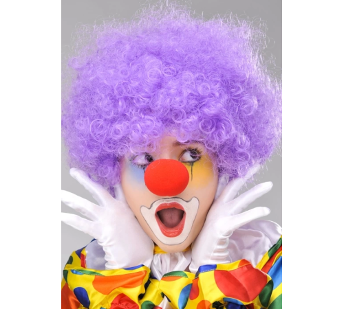Mor Renk Kıvırcık Afro Bonus Peruk Takma Saç Ve Kırmızı Burun Seti Mor Renk Kıvırcık Afro Bonus Peruk Takma Saç Ve Kırmızı Burun Seti