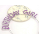 Mor Renk Kristal Taşlı Parlak Birthday Girl Yazılı Taç 16x17 Cm