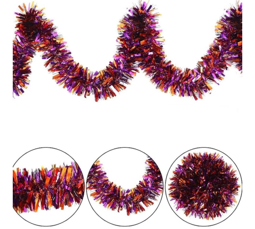 Mor Turuncu Renk 4 Cm Genişlik Garland Çift Renk Sim Süs 180 Cm Mor Turuncu Renk 4 Cm Genişlik Garland Çift Renk Sim Süs 180 Cm