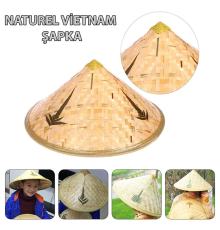 Naturel Renk Cambodia Kamboçyalı Vietnam Şapkası Pvc Hasır