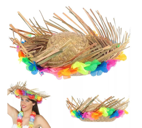 Naturel Renk Püsküllü Örme Hasır Hawaii Luau Aloha Şapka 13x36 Cm Naturel Renk Püsküllü Örme Hasır Hawaii Luau Aloha Şapka 13x36 Cm