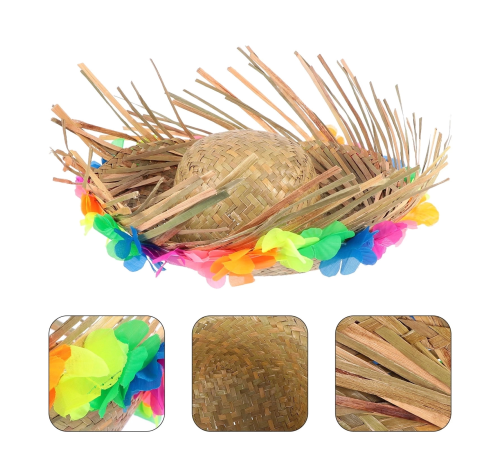 Naturel Renk Püsküllü Örme Hasır Hawaii Luau Aloha Şapka 13x36 Cm Naturel Renk Püsküllü Örme Hasır Hawaii Luau Aloha Şapka 13x36 Cm