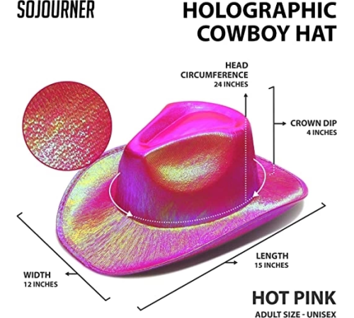 Neon Hologramlı Kovboy Model Parti Şapkası Fuşya Yetişkin 39x36x14 Cm Neon Hologramlı Kovboy Model Parti Şapkası Fuşya Yetişkin 39x36x14 Cm
