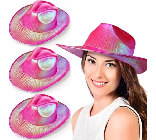 Neon Hologramlı Kovboy Model Parti Şapkası Fuşya Yetişkin 39x36x14 Cm Neon Hologramlı Kovboy Model Parti Şapkası Fuşya Yetişkin 39x36x14 Cm