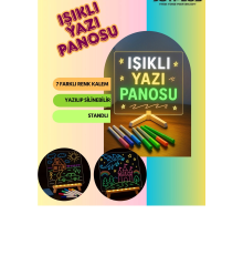Neon Işıklı 7 Renk Işık Boyama Kalemli Led Resim Panosu Boyama Tahtası Kalemleri 20 X 20