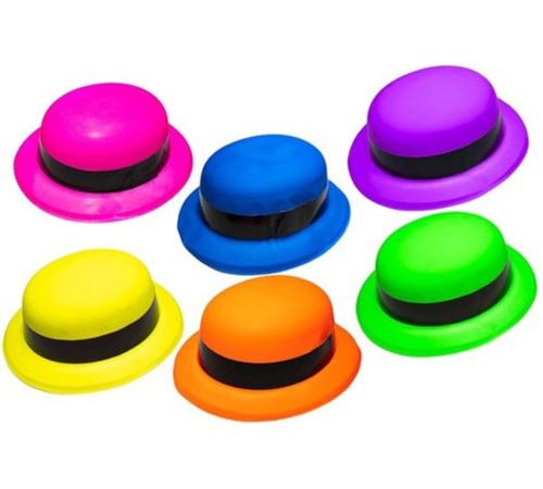 Neon Partisi Pembe Renk Melon Plastik Parti Şapkası Neon Partisi Pembe Renk Melon Plastik Parti Şapkası