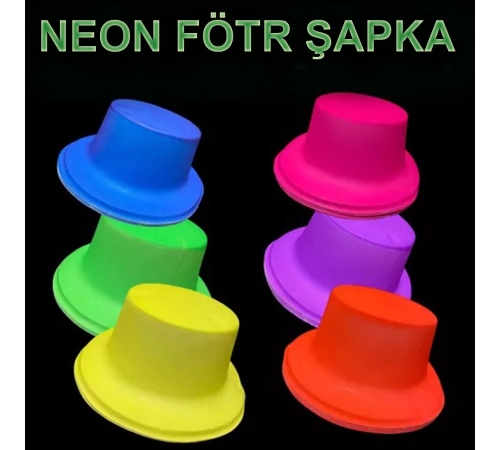 Neon Partisi Pembe Renk Plastik Fötr Şapka Neon Partisi Pembe Renk Plastik Fötr Şapka