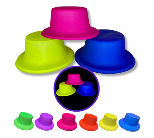 Neon Partisi Sarı Renk Plastik Fötr Şapka Neon Partisi Sarı Renk Plastik Fötr Şapka