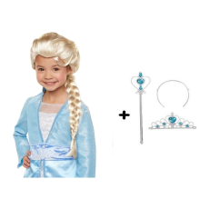 Örgülü Karlar Ülkesi Frozen Elsa Peruğu Tacı Ve Sopası Çocuk Boy