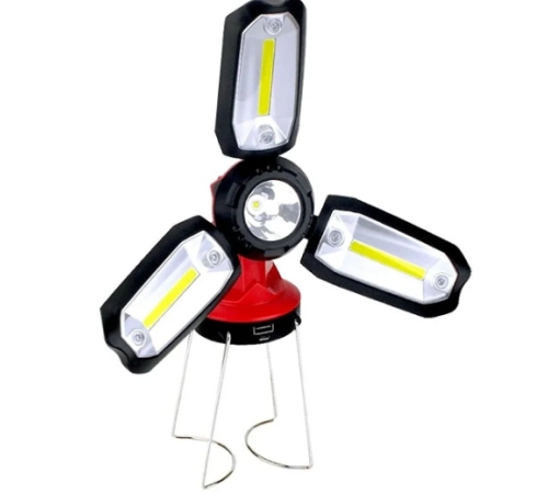 P-8801 Şarjlı Katlanabilir 3xcob Led+ 3w Led Çok Fonksiyonlu Kamp Feneri