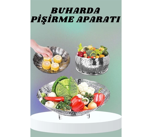 Paslanmaz Çelik Buharda Sebze Pişirme Haşlama Aparatı Buharlı Pişirici