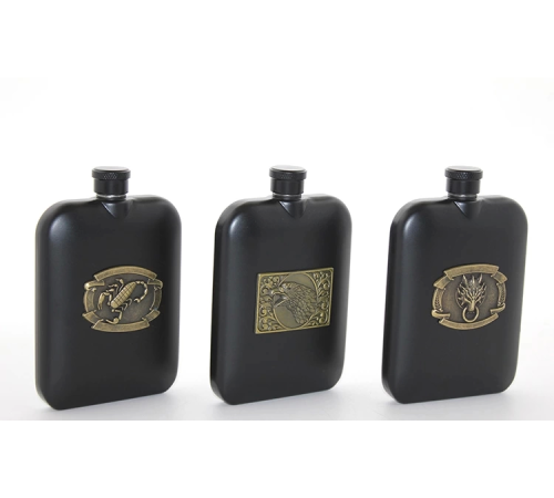 Paslanmaz Çelik Kabartmalı Tekli 6 Oz Matara Alk2666