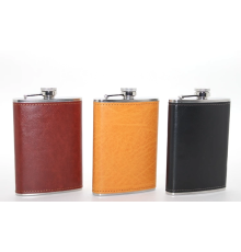 Paslanmaz Çelik Tekli 9 Oz Derili Matara  Alk2662