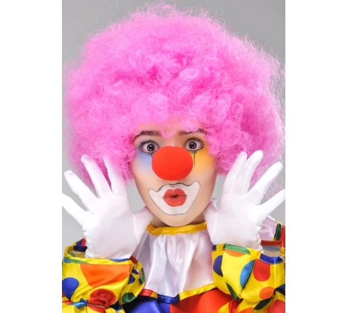 Pembe Renk Kıvırcık Afro Bonus Peruk Takma Saç Ve Kırmızı Burun Seti Pembe Renk Kıvırcık Afro Bonus Peruk Takma Saç Ve Kırmızı Burun Seti