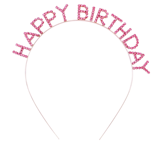 Pembe Renk Kristal Taşlı Gold Renk Kaplama Happy Birthday Taç 16x17 Cm Pembe Renk Kristal Taşlı Gold Renk Kaplama Happy Birthday Taç 16x17 Cm