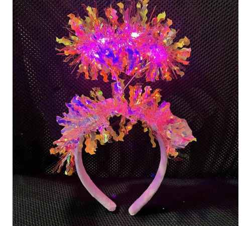 Pembe Renk Pembe Işıltılı Püsküllü Led Işıklı Parlak Hologramlı Taç 25x12 Cm Pembe Renk Pembe Işıltılı Püsküllü Led Işıklı Parlak Hologramlı Taç 25x12 Cm