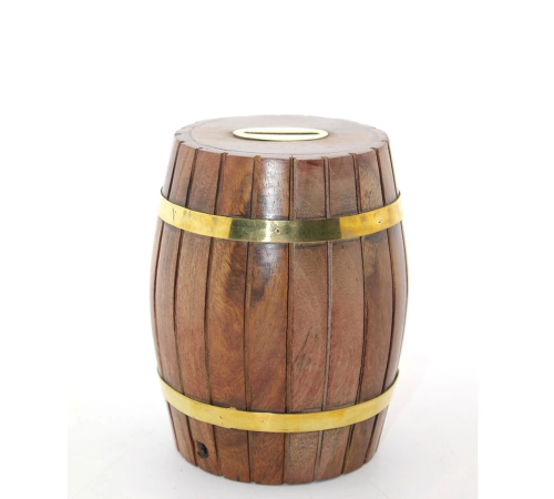Pirinç Ahşap Fıçı Kumbara 12.5 Cm Wb535 Pirinç Ahşap Fıçı Kumbara 12.5 Cm Wb535