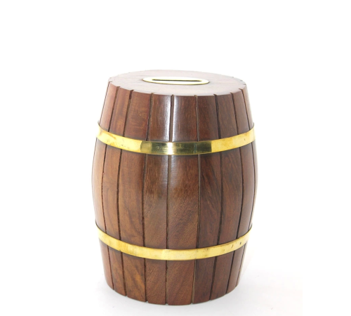 Pirinç Ahşap Fıçı Kumbara 15 Cm Wb538 Pirinç Ahşap Fıçı Kumbara 15 Cm Wb538
