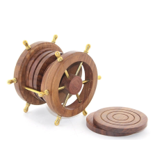 Pirinç Dümenli Ahşap Bardak Altı W720