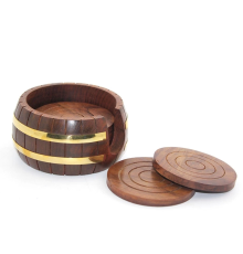 Pirinç Yuvarlak Ahşap Bardak Altı W431